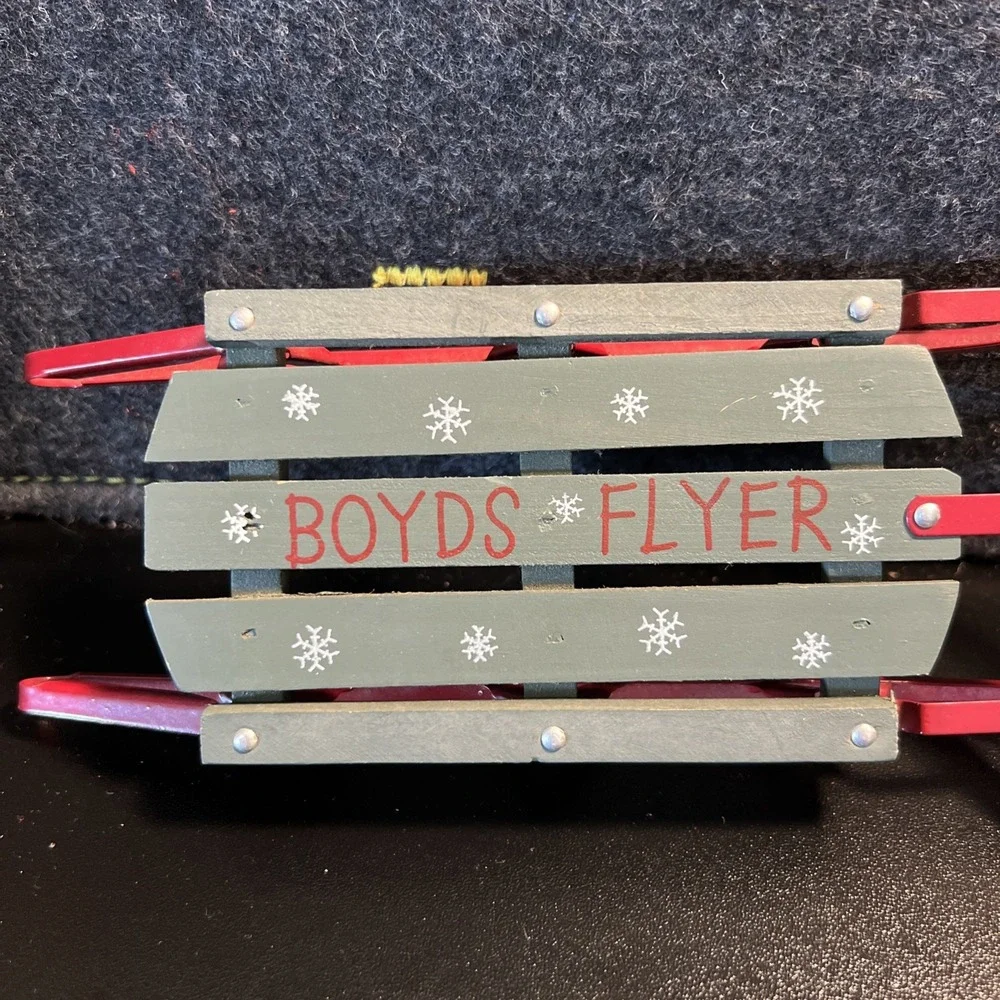 Boyds Bears Flyer Classic Sled Christmas‎ Ornament Wood Metal Vintage 1999